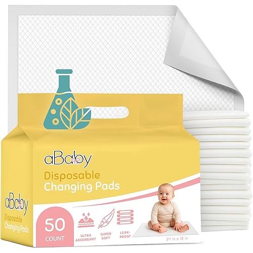 Disposable Changing Pads for Baby (50 Pack) Super Soft and Ultra Absorbent Baby Changing Pad - Leak Proof Diaper Changing Pads for Stress-Free Baby Diaper Changes - White