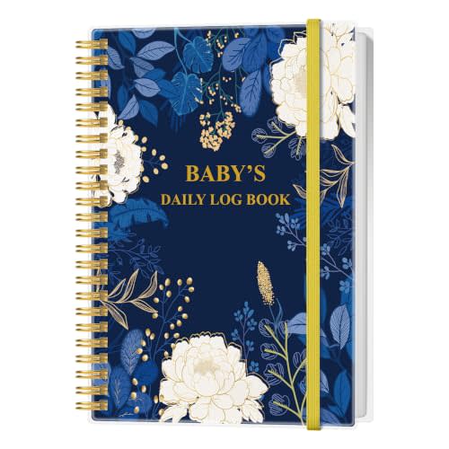 Baby's Daily Log Book - A5 Baby's Tracking for Newborns, 150 Easy to Fill Pages to Track and Monitor Your Newborn Baby Schedule, Blue Leaf Flower