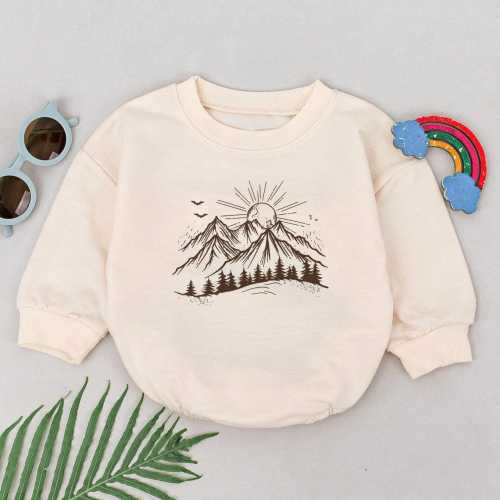 Handmade Mountain Baby Romper: Gender Neutral Adventure Bodysuit
