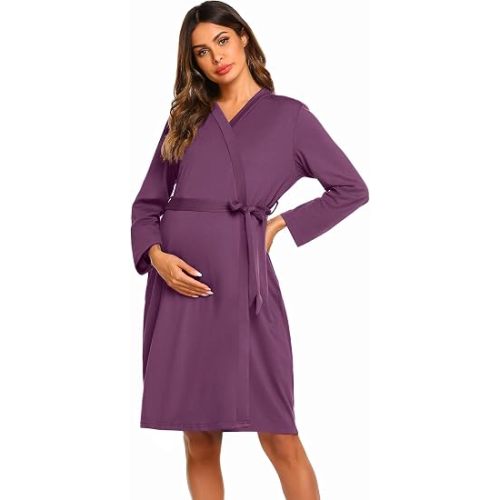 Ekouaer Maternity Robe Labor Delivery Nursing Gown Breastfeeding Bathrobes | Buttery Soft, Pregnancy Nightgown, Long Sleeve, Postpartum Mommas Clothes