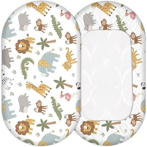 1 Pcs Baby Bassinet Sheet, Animal Theme Baby Bed Sheet, Soft and Comfortable Bed Sheets, Crib Sheets for Baby Boys or Girls, The Perfect, Suitable for Standard Cradles, 32x16 Inch