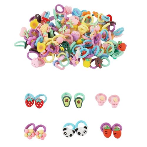 100PCS Baby Hair Ties, Cotton Toddler Hair Ties for Girls and Kids, Seamless Hair Bands, Elastic Ponytail Holders（Random color 100 B）