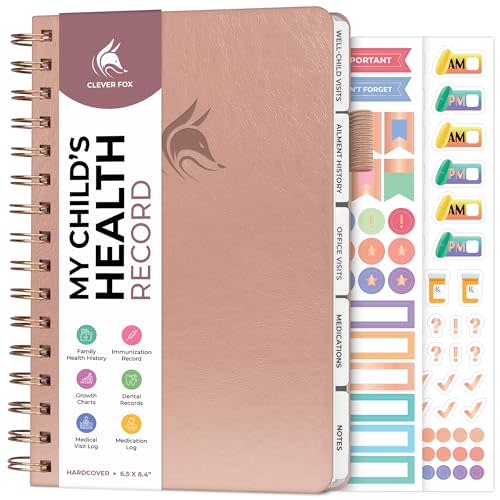 Clever Fox My Child's Health Record Keeper – Child & Baby Medical Records Organizer Log Book – Childcare Journal Notebook & Healthy Tracker for Newborn & Children – Childcare Essentials (Rose Gold)