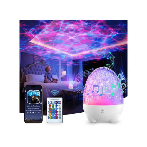 Northern Lights Projector, 17 Colors RGB Aurora Night Light Projector with Bluetooth Speaker, Dimmable Ocean Wave Projector with Remote Control for Bedroom/Living Room/Party/Adults/Boys & Girls Gift
