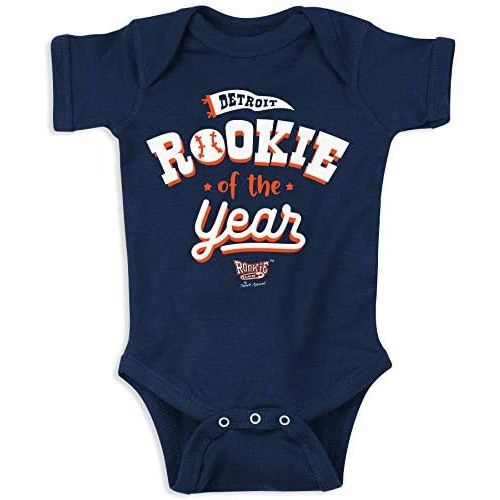 Smack Apparel Detroit Baseball Fans. Rookie of the Year Navy Onesie or Toddler Tee (NB-7T)