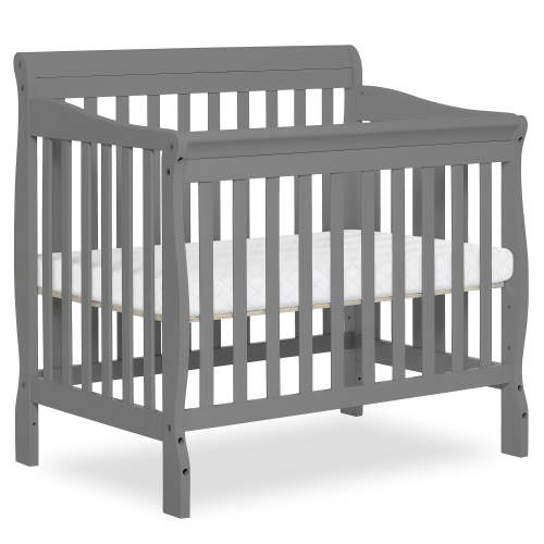 Dream On Me Aden 4-in-1 Convertible Mini Crib In Storm Grey, Greenguard Gold Certified