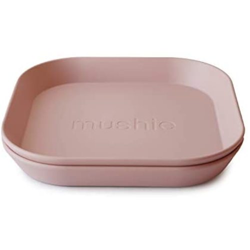 mushie Square Dinnerware Plates for Kids | Made in Denmark, Set of 2 (Blush)