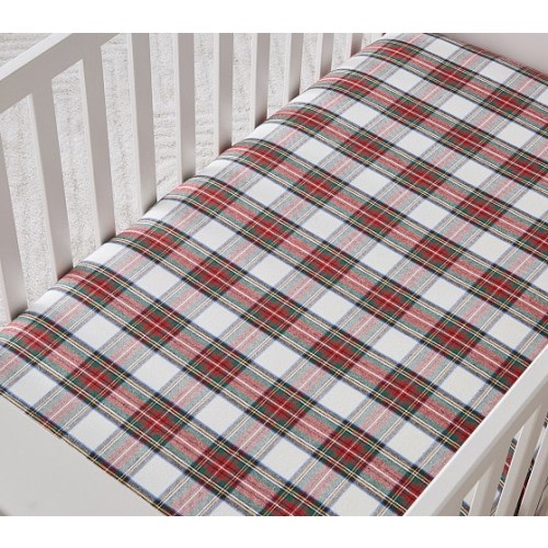 Stewart Plaid Flannel Organic Crib Fitted Sheet | Pottery Barn Kids