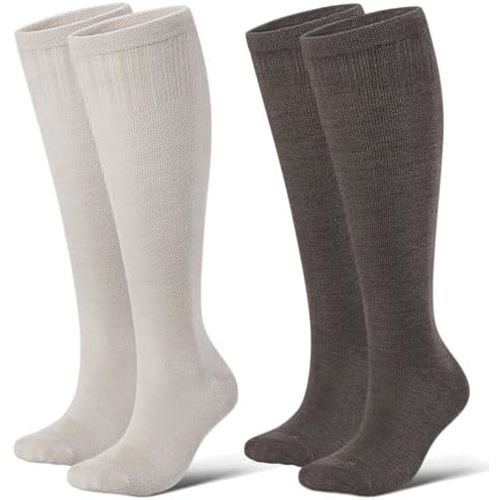 LEVSOX Thick Merino Wool Compression Socks for Women and Men 20-30mmHg Knee High Support Socks for Flying Nurses Pregnancy