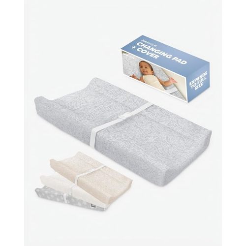 Jool Baby Soft Changing Pad + Washable Cover - (Wave Pattern, Gray)