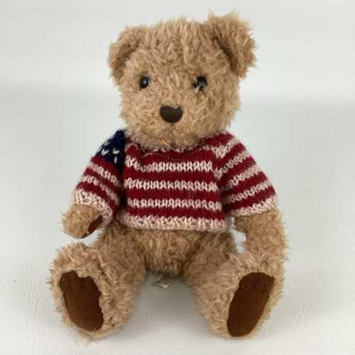 Gibson Greetings Patriotic Bear Plush Stuffed Animal Flag Sweater Vintage 1997