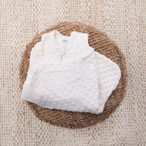 Newborn Plushy Dot Swaddle in Cream