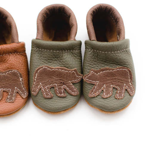 Lichen Bear Leather Shoes Moccs Baby and Toddler
