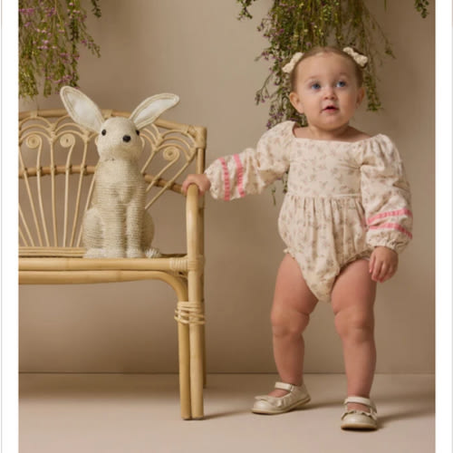 Ella Velvet Trim Floral Bubble