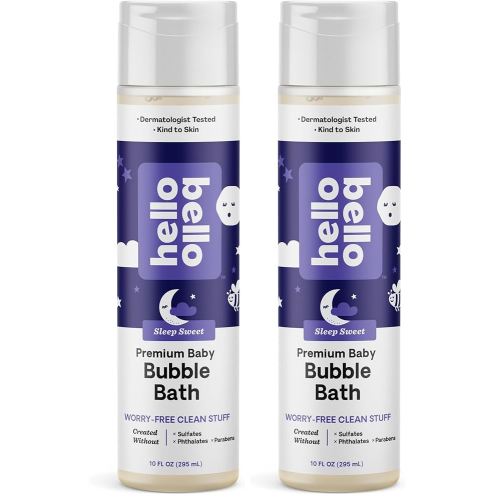 Hello Bello Nighttime Bubble Bath - Gentle Hypoallergenic Formula for Babies and Kids - Vegan and Cruelty-Free - Sleep Sweet Scented - 10 fl oz (Pack of 2)