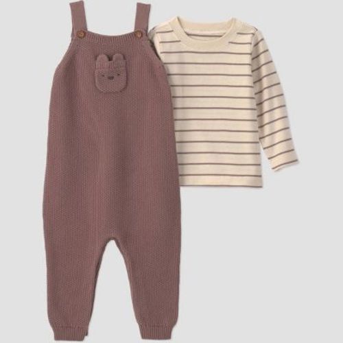 Carter's Just One You® Baby Boys' 2pc Long Sleeve Bodysuit and Bear Printed Sweater Overalls Set - Brown 3M