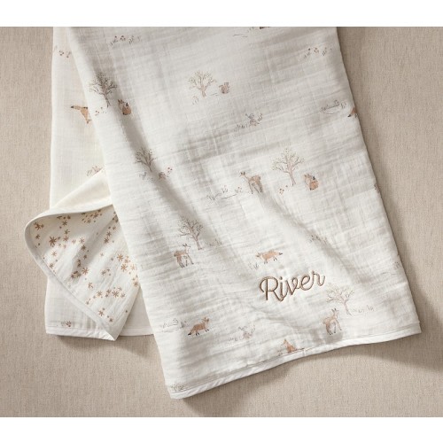 Rylee + Cru Woodland Organic Oversized Muslin Baby Blanket