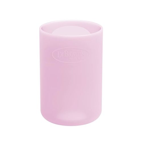 Dr. Brown's Natural Flow Options+ Glass Baby Bottle Sleeves,100% Silicone,4 oz,Narrow,Pink