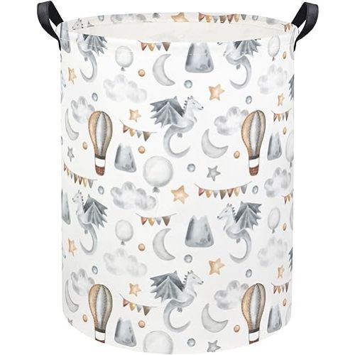 Baby Laundry Basket Kids Hamper Toy Storage Bin for Boys Room Decor Baby Nursery Hamper Gift Baskets for Bedroom Bathroom(Flying Dinosaur)