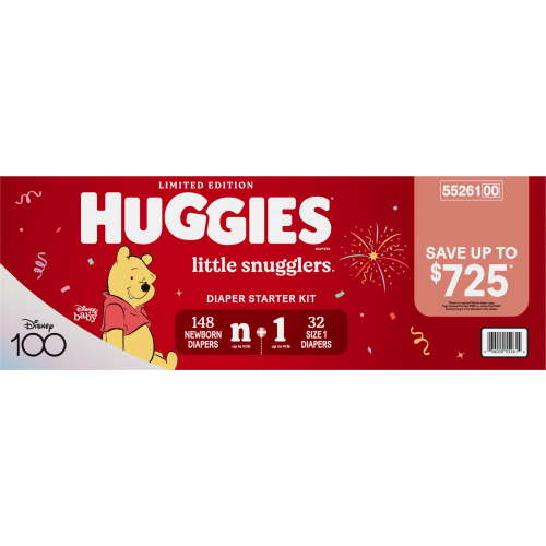 Huggies Little Snugglers Diapers Combo Pack, New Born 148ct, Size 1 32ct