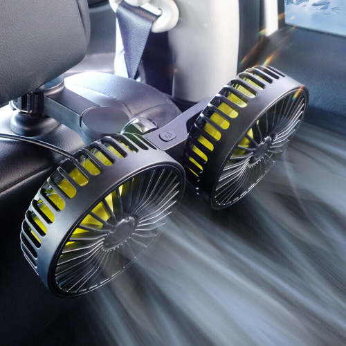 COSTYLE Car Fan for Backseat Baby, 5V Dual Head USB Cooling Fan for Car Rear Seat Kids Passengers, 360° Rotatable