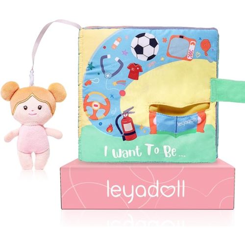 Interactive Sensory Soft Cloth Book, Educational Crinkle Quiet Activity Busy Book for Babies,Toddler Travel Toy Gift for Boys and Girls (I Want to Be)