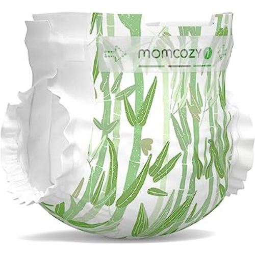 Momcozy Newborn Diapers, Baby Diapers Natural Bamboo Diapers Hypoallergenic for Sensitive Skin, Disposable Diapers, Organic Diapers Infant Diapers Size 1(80 Count)