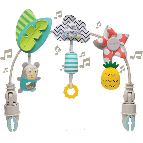 Taf Toys Tropical Arch Adjustable Infant Car Seat & Stroller Toy for Infant & Toddlers, Stroller Arch, Baby Crib Toys Clips on Prams/Car Seats/Bouncers Encourages Motor Skills & Sound Exploration