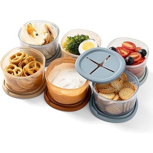 Moonkie Silicone Snack Containers for Kids and Toddlers | 8 oz Baby Food Containers with Airtight Lids and A Snack Lid | Baby Food Jars | BPA Free | Freezer & Dishwasher Safe | 6 Pack