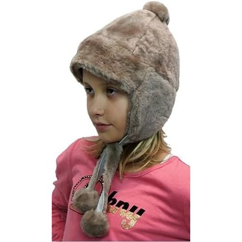 Unisex Kids Boys Girls Sheepskin Winter Hat Real Fur Shearling Sheepskeen Leather Earflap Bomber
