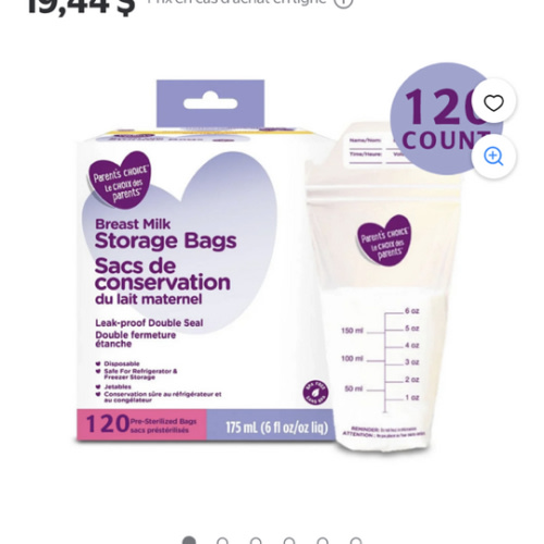 Sacs de conservation du lait maternel Le choix des parents 120 x 175 ml - Walmart.ca