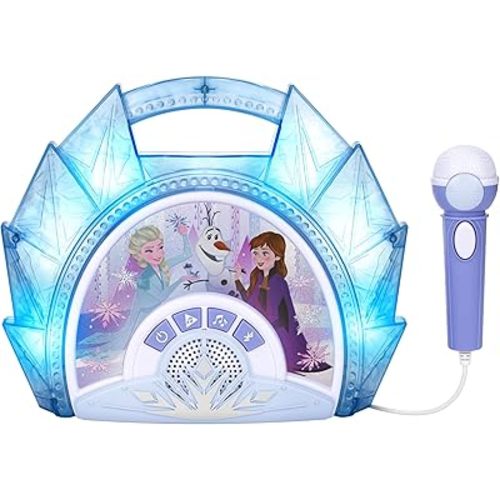 eKids Disney Frozen Karaoke Microphone with Bluetooth Speaker for Fans of Disney Toys, Kids Karaoke Machine with Built in Music