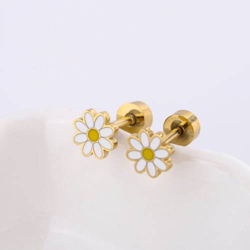 Daisy screw-back earrings, flower earrings, baby earrings, hypoallergenic earrings, girl earrings, daisy flower
