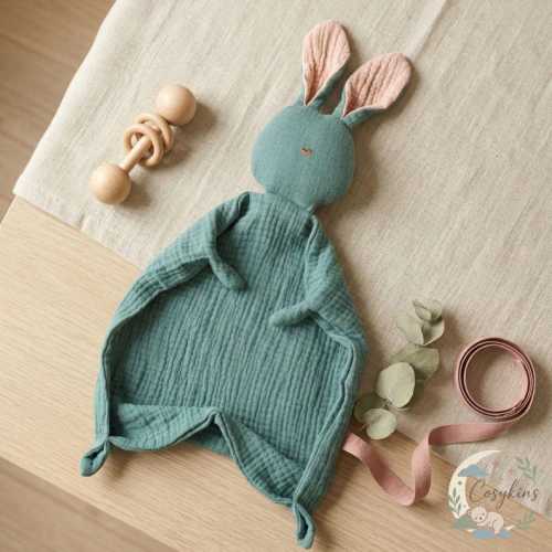 Bunny Lovey Security Blanket, Muslin Cotton Baby Comforter, Newborn Soothing Toy, Infant Sleep Aid, Baby Shower Gift - Etsy