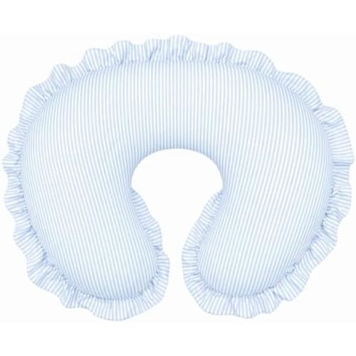 Hooyax Nursing Pillow Cover, 100% Cotton Breastfeeding Pillow Cover for Newborn Baby Boys and Girls, Soft and Breathable Classic Striped Slipcover Replacement, Hidden Zipper, Ruffled Design, Blue