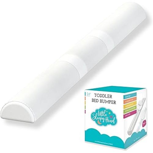 Little Sleepy Head Bed Bumper for Toddlers | Toddler Bed Rail | Toddler Bed Rail with Soft Cover | Foam Safety Rail with Stay-Put Cover | Twin Bed Bumper for Toddlers for Home or RV (1-Pack)