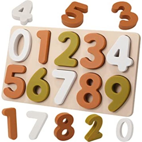 TOYHDAYO Toddlers Number Silicone Puzzle Montessori Learning Number Toy Board for Baby & Toddler Puzzles Toys Toddler Gifts