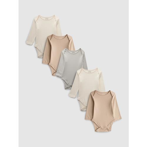 0-36mths | 5pk Pure Cotton Long-Sleeve Onesies