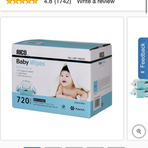 RICO Baby Wipes, 720-count | Costco