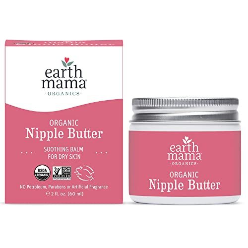 Organic Nipple Butter Breastfeeding Cream by Earth Mama | Lanolin-free, Safe for Nursing & Dry Skin, Non-GMO Project Verified, 2-Fluid Ounce (Packaging May Vary)