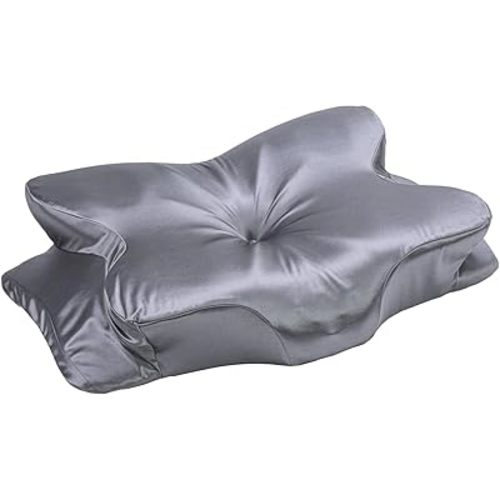 Memory Foam Pillows, Ergonomic Pillow for Neck Pain Relief, Bed Pillow for Sleeping, Cervical Neck Pillow for Side, Back, Stomach Sleeper with Pillowcase, Side Sleeper Pillows for Adults(Silver Grey)