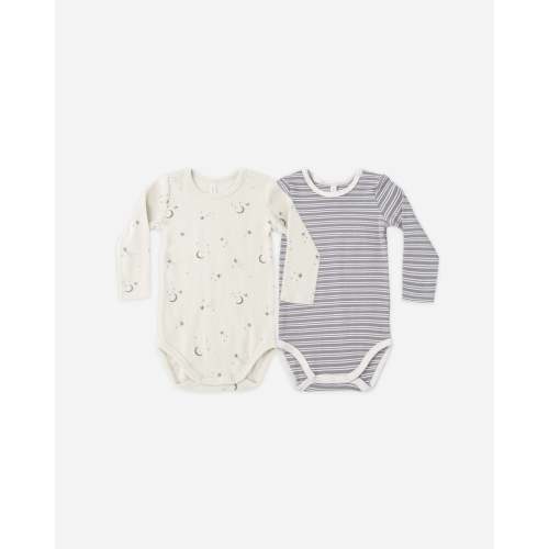 Ribbed Bodysuit, 2 Pack Slate Microstripe, Celestial – Quincy Mae