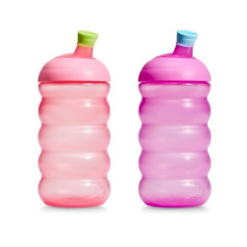 Munchkin 10oz Plastic Click Lock Bite Proof Sippy Cups with Soft Spout, 9m+ - Pink/Purple 2pk