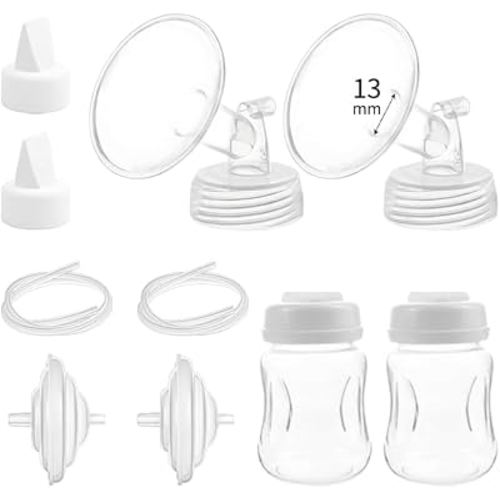 Pump Parts Compatible with Spectra S1/S2/9 Plus, Not Original Accessories, Full Set Replacements Include 13mm Flange, Duckbill Valve, Backflow Protector, Tubing and Bottle