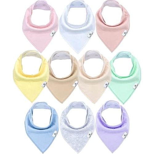 Diaper Squad 10-Pack Organic Cotton Baby Bibs for Baby Boy, Girl