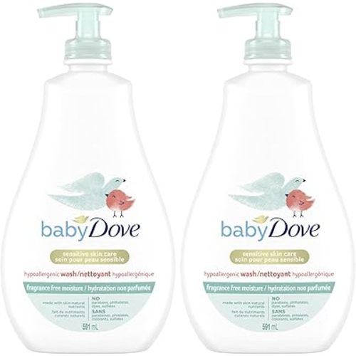 Baby Dove Tip to Toe Baby Wash Sensitive Moisture hypoallergenic and fragrance free 591 ml (Pack of 2)