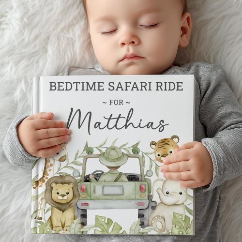 Personalized Safari Book With Name, Custom Lullaby Storybook For Toddlers, Baby Keepsake Gift, Baby Shower Present for Boy