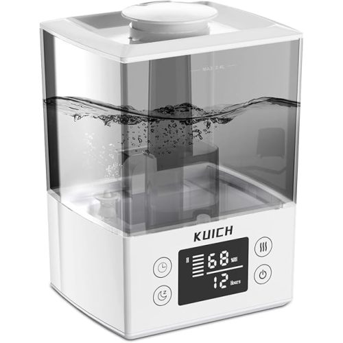 Air Humidifiers for Bedroom and Baby, Home & Plants - KUICH 2.4L Cool Mist Humidifiers for Nursery, 26db Quiet Top Fill Air Humidifier Lasts Up to 30 Hours, Auto Shut-Off, Super Easy to Fill and Clean