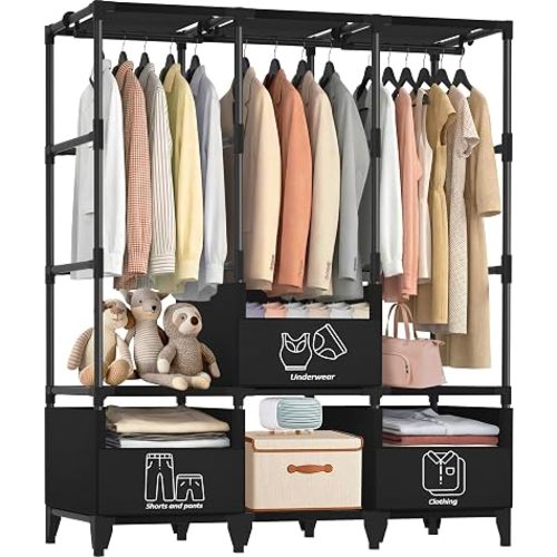 LOKEME Portable Closet,Sturdy Stable Large Capacity Wardrobe Closet