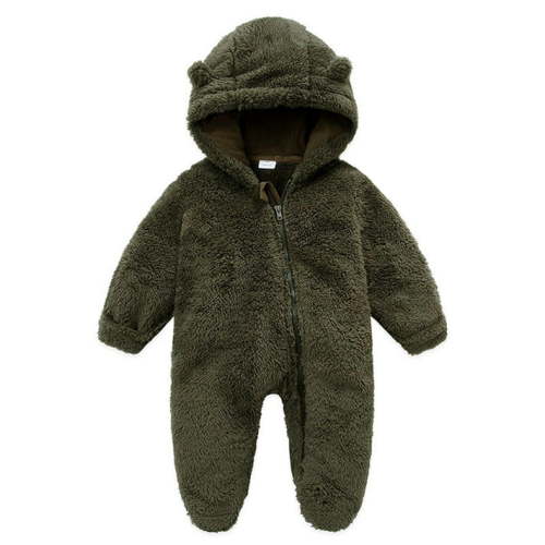UMfun Newborn Baby Fleece Snowsuits Winter Footie Romper Jacket Hooded Jumpsuit Autumn Bunting Onesie Cartoon Warm Hooded Romper Jumpsuit Outfits for Infant Girls Boys Green(0-12Months)